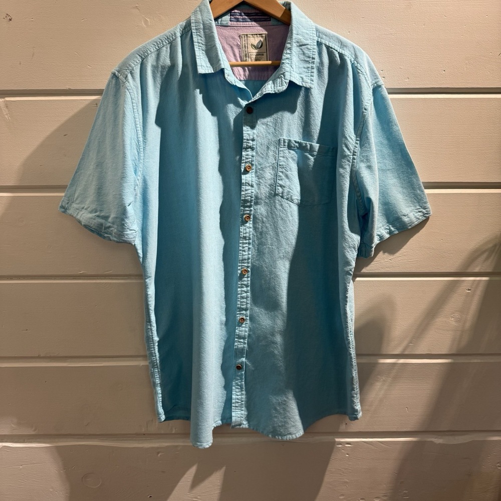 Colours Alexander Julian Mens size XL Turquoise Blue Short Sleeve Organic Cotton